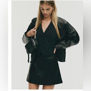 Whistles lamb leather  mini skirt black size 0 NEW